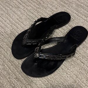 Tory Burch Black Leather Sandals